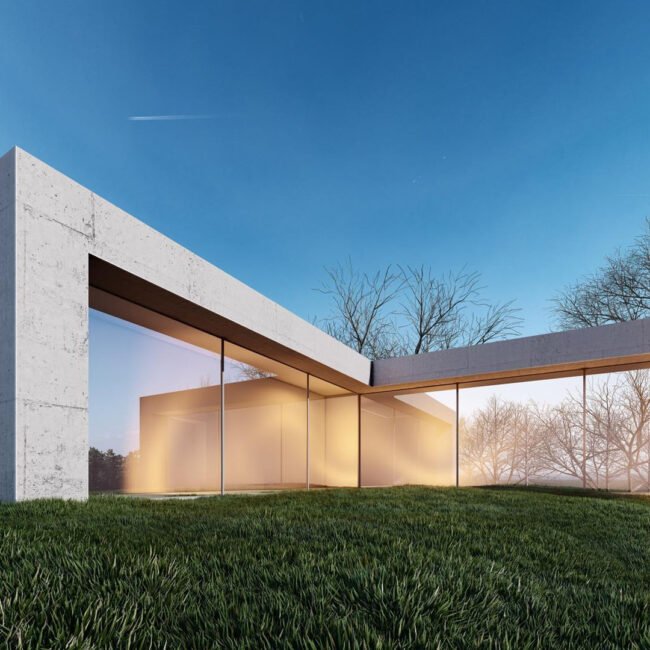 architecture 3d rendering illustration modern minimal house with natural landscape 6