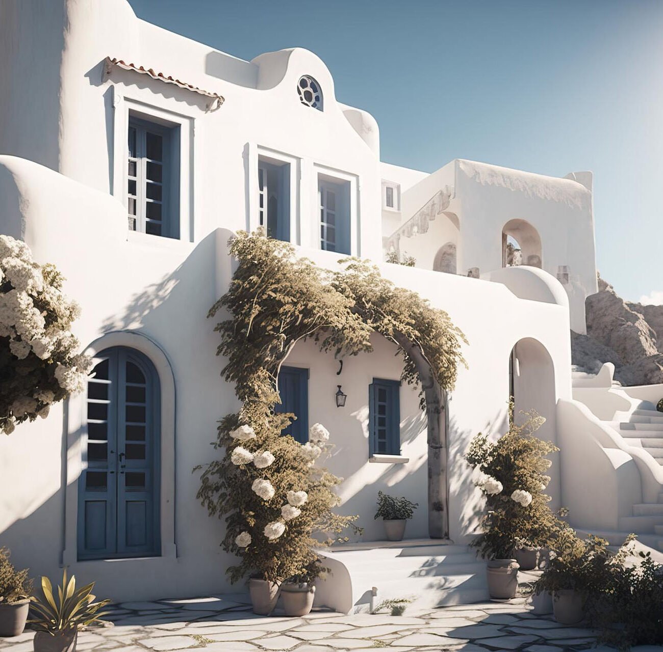 charming greek village sunny summer day generative ai 1