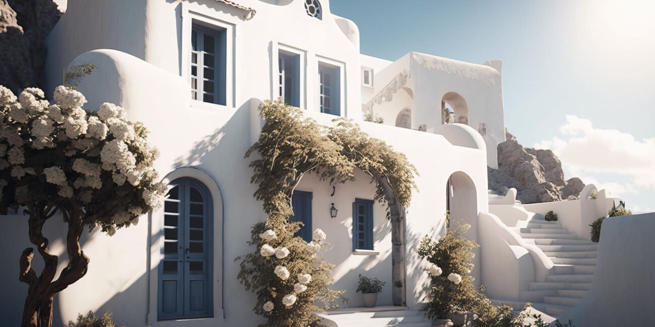 charming greek village sunny summer day generative ai 1