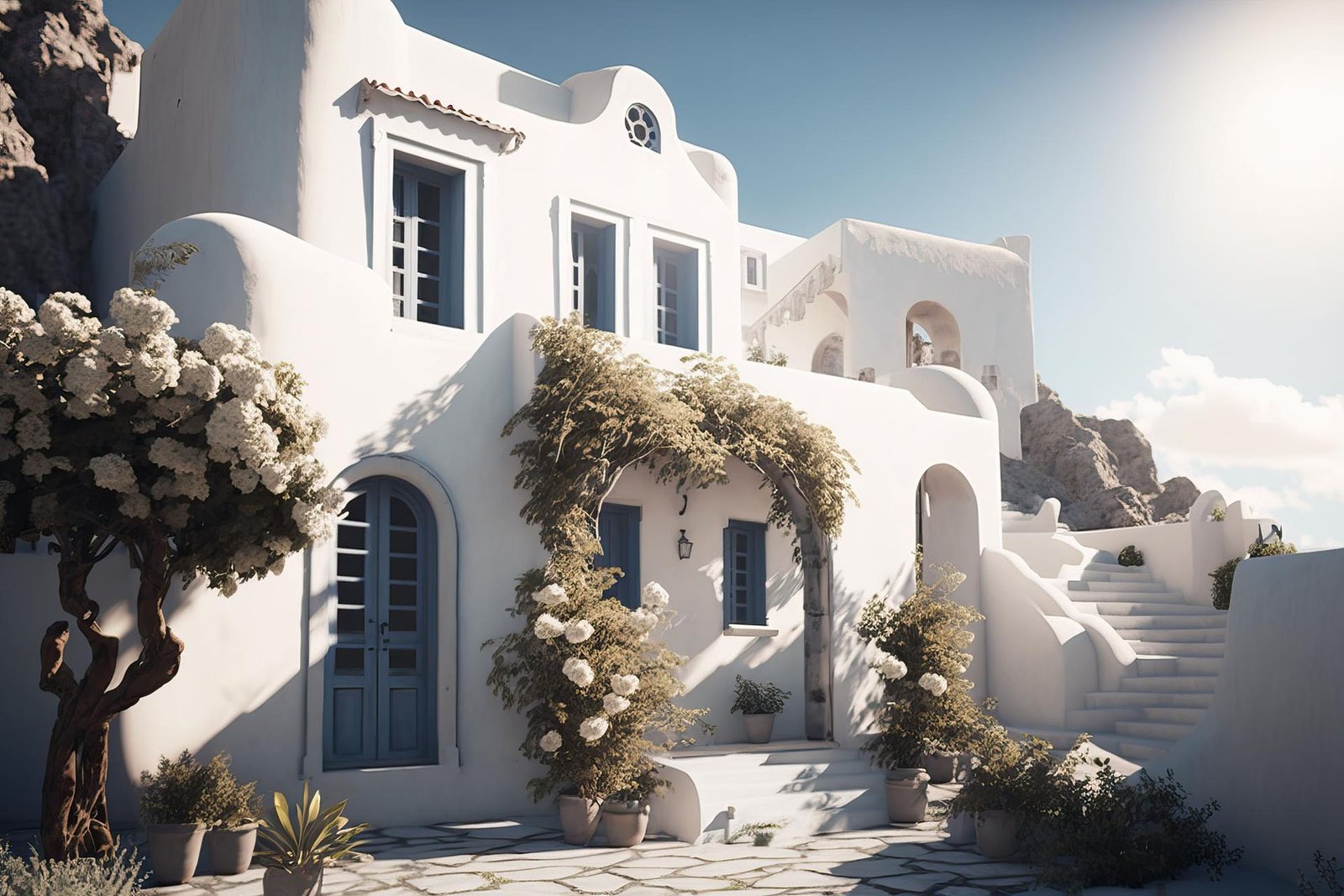 charming greek village sunny summer day generative ai 1